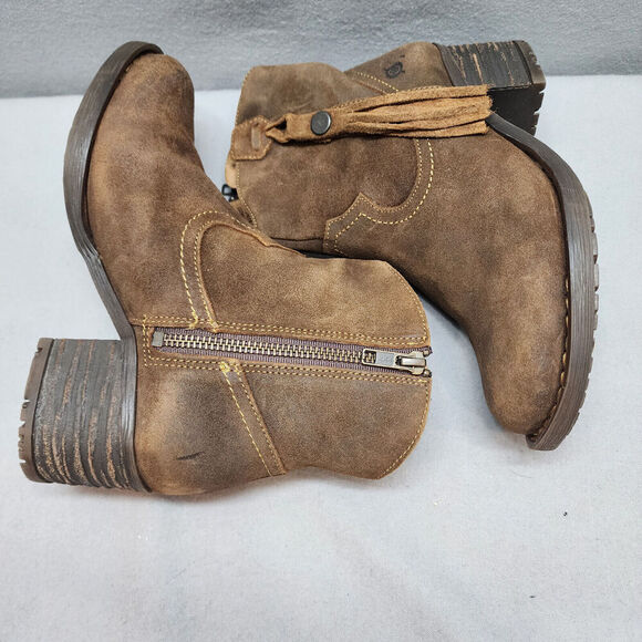 Born Alondra Brown Suede Women's Western‎ Tassle Booties Sz 6 - NWOB - Picture 4 of 9